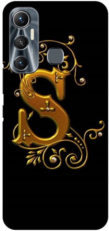 FIKORA Back Cover for Infinix Hot 11, X662, S, NAME, LETTER, ALPHABET, GOLD  (Black, Hard Case, Pack of: 1)