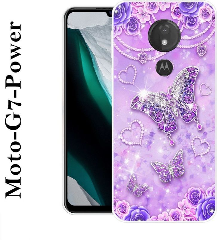 KUDI Back Cover for Motorola Moto G7 Power  (Purple, Silver, Grip Case, Silicon)