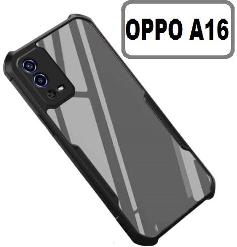 xykos Back Cover for Oppo A16  (Black, Transparent, Grip Case)