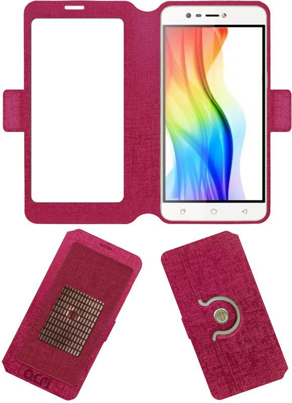 ACM Flip Cover for Coolpad Mega 4a  (Pink, Cases with Holder, Pack of: 1)