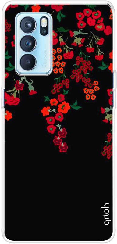 QRIOH Back Cover for Oppo Reno6 Pro  (Black, Red, Grip Case, Silicon, Pack of: 1)