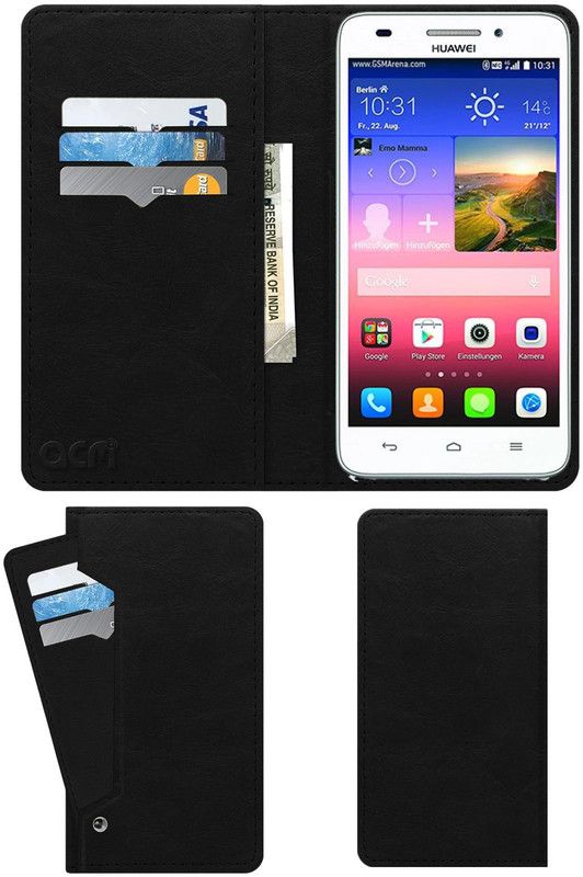 ACM Flip Cover for Huawei G620s  (Black, Cases with Holder, Pack of: 1)