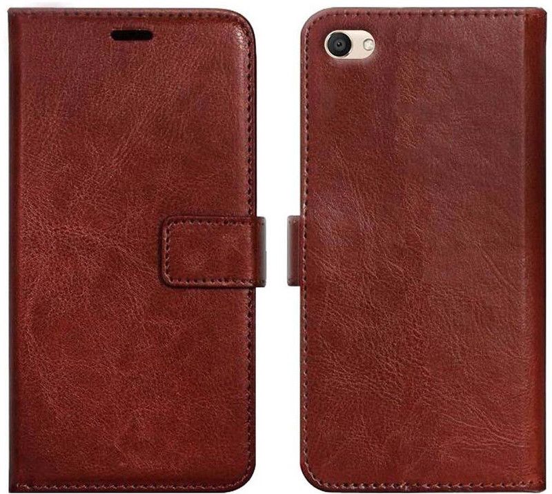 MV Flip Cover for Vivo V5  (Brown, Shock Proof, Pack of: 1)