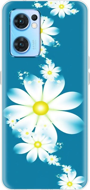 Fashionury Back Cover for Oppo Reno 7 5G  (Blue, White, Grip Case, Silicon, Pack of: 1)