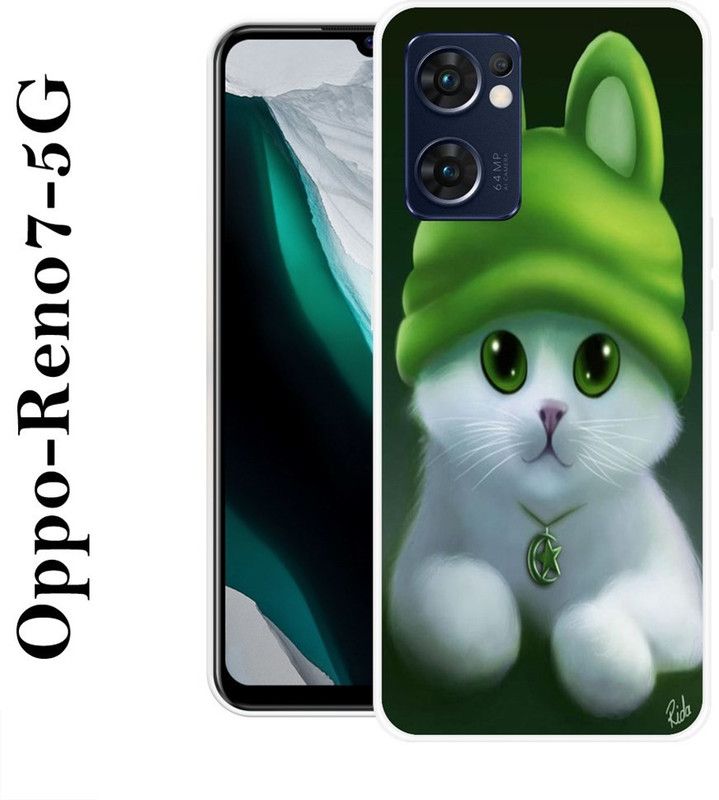 Sswastik Back Cover for Oppo Reno7 5G  (Green, White, Silicon)