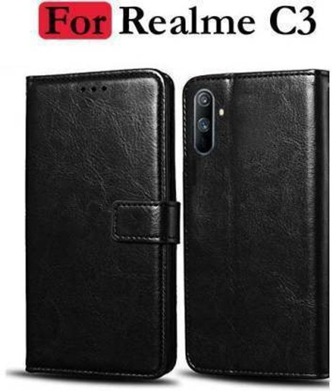 Urban Tech Flip Cover for Realme C3Flip Case | Magnetic Closure | Shock Proof Wallet Flip Cover  (Black, Magnetic Case, Pack of: 1)