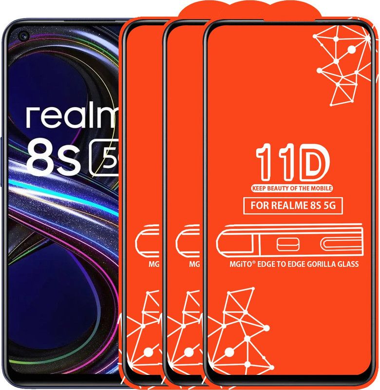 MGito Edge To Edge Tempered Glass for Realme 8S 5G  (Pack of 3)
