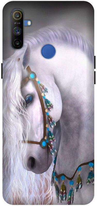 SSMORYA Back Cover for Realme Narzo 20A, White Horse Printed Back Cover  (Multicolor, Hard Case, Pack of: 1)