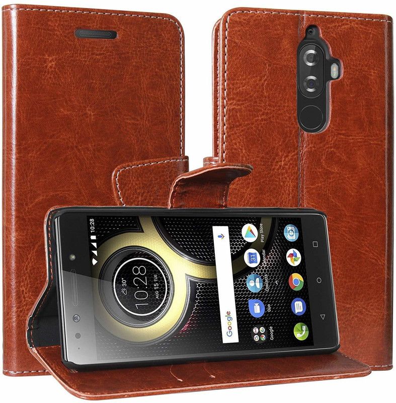 COVERBLACK Flip Cover for Lenovo K8 Plus  (Brown, Dual Protection, Pack of: 1)
