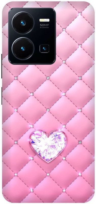 FRONK Back Cover for vivo Y22s, V2206, HEART, PINK, HEART, DIAMOND, LOVE, COUPLE  (Pink, Hard Case, Pack of: 1)