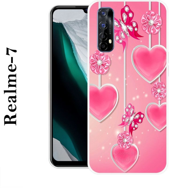 JATLAND Back Cover for Realme 7  (Pink, Grip Case, Silicon)