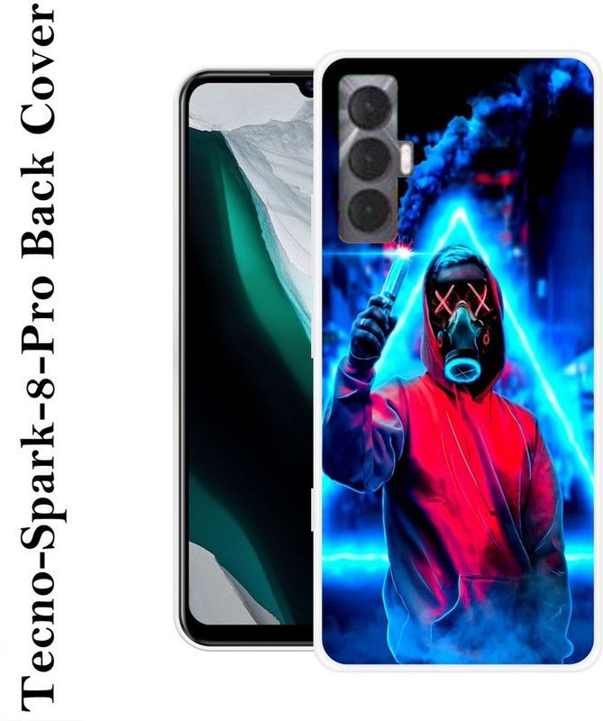 SHIVKUDI Back Cover for Tecno Spark 8 Pro  (Blue, Pink, Silicon)