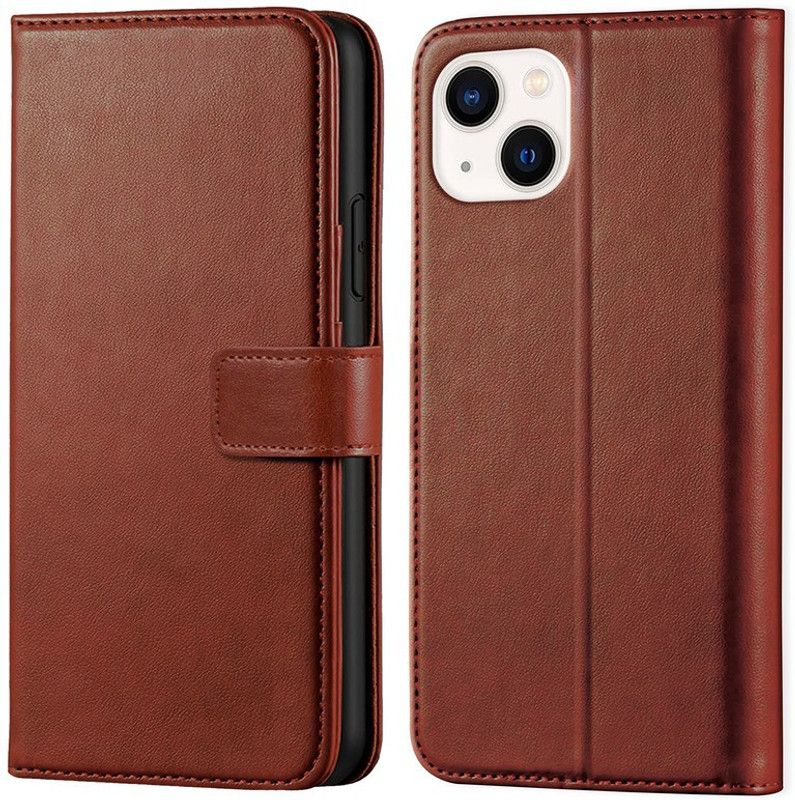 ponyta Flip Cover for Iphone 13  (Brown, Dual Protection, Pack of: 1)