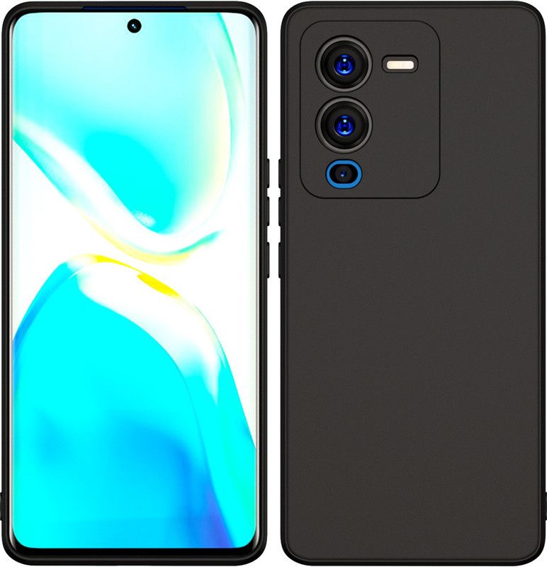 CaseTOcase Back Cover for Vivo V25 Pro 5G  (Black, Matte Finish, Silicon, Pack of: 1)