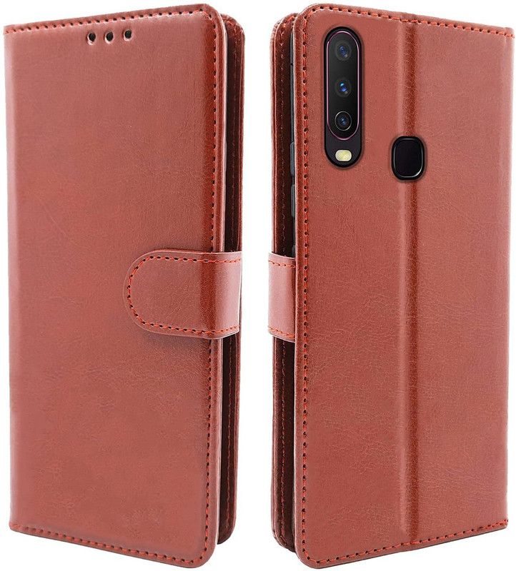 UNQMobi Book Cover for Vivo U10  (Brown, Flexible, Pack of: 1)