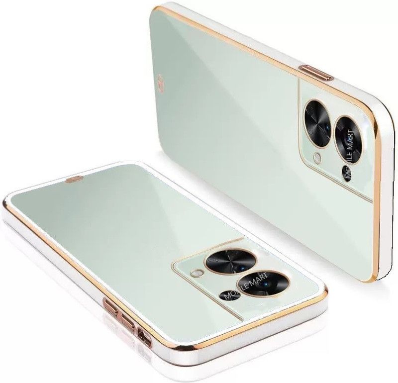 Mobile Mart Back Cover for OPPO Reno8 5G  (White, Transparent, Gold, Camera Bump Protector, Silicon, Pack of: 1)