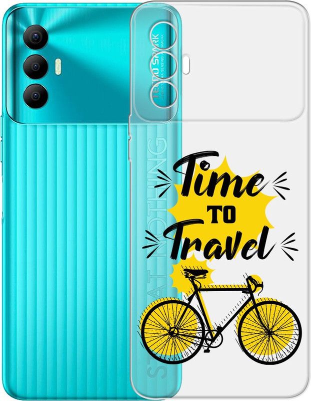HANIRY Back Cover for Tecno Spark 8 Pro / Tecno KG8 back cover / TIME TO TRAVEL TEXT / Designer / PNG_85  (Multicolor, Flexible, Silicon, Pack of: 1)