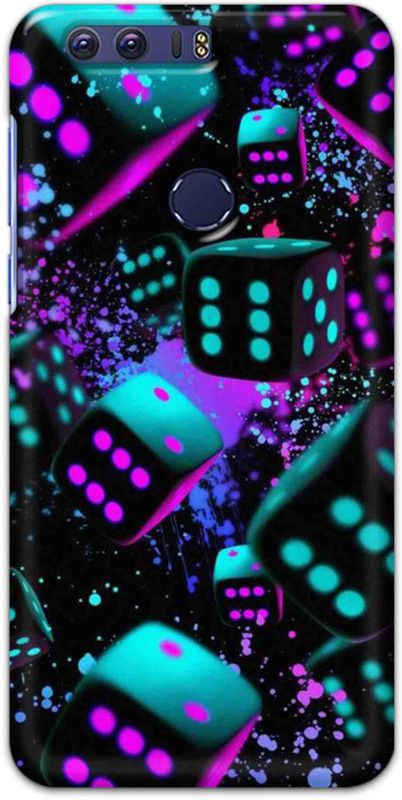 NDCOM Back Cover for Honor 8 Neon Dice Printed  (Multicolor, Hard Case, Pack of: 1)