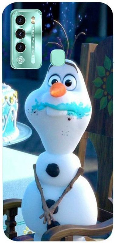 Golden Mask Back Cover for Itel Vision 2 Snowman Eating A Cake Cartoon  (Multicolor, Waterproof, Silicon, Pack of: 1)