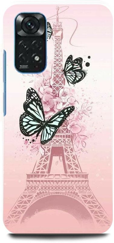 play fast Back Cover for POCO M4 Pro PINK, BUTTERFLY, EIFEL, TOWER, PARIS  (Beige, Hard Case, Pack of: 1)