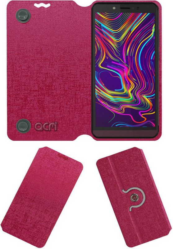 ACM Flip Cover for Spice F311  (Pink, Cases with Holder, Pack of: 1)