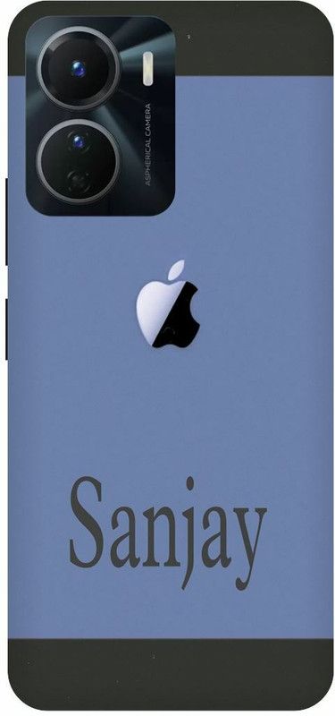 COVERJET Back Cover for VIVO Y16-APPLE- LOGO- SANJAY- NAME- PATTERN  (Blue, Hard Case, Pack of: 1)