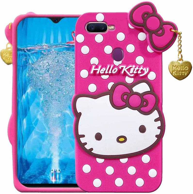 Cocklet Back Cover for oppo f9 pro Cute Hello Kitty Girls Covers  (Pink, 3D Case, Silicon, Pack of: 1)