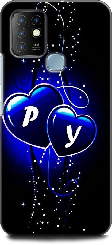 WallCraft Back Cover for Infinix Hot 10 P Y, P LOVES Y, NAME, ALPHABET, PY LOVE, HART, BLUE  (Multicolor, Dual Protection, Pack of: 1)