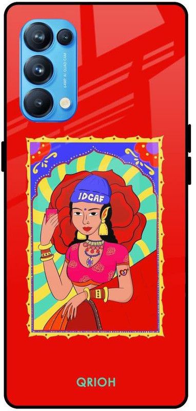 QRIOH Glass Back Cover for Oppo Reno5 Pro  (Multicolor, Grip Case, Silicon, Pack of: 1)
