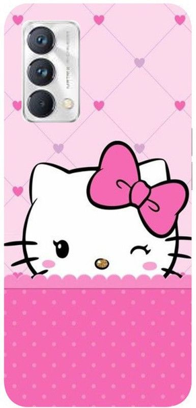 Golden Mask Back Cover for Realme GT Master Pink Background With Hello Kitty  (Multicolor, Waterproof, Silicon)