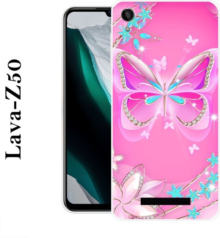 KUDI Back Cover for Lava Z50  (Pink, White, Silicon)