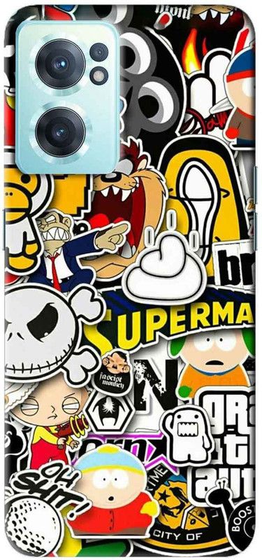 NDCOM Back Cover for OnePlus Nord CE 2 5G Cartoon Sticker Printed  (Multicolor, Hard Case, Pack of: 1)