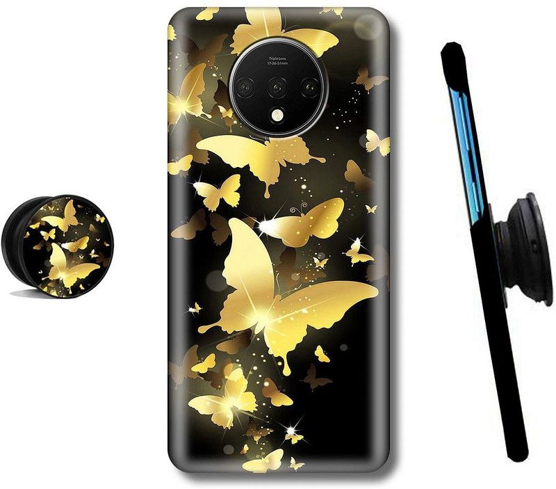 HELLO CASE Back Cover for Oneplus 7T  (Yellow, Black, Cases with Holder)