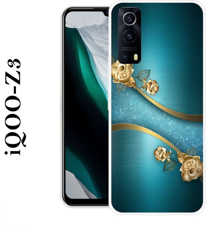 Sswastik Back Cover for IQOO Z3  (Blue, Gold, Silicon)