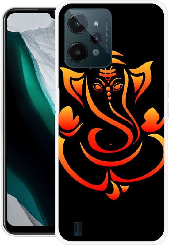 redfly Back Cover for Realme C31  (Black, Orange, Silicon)