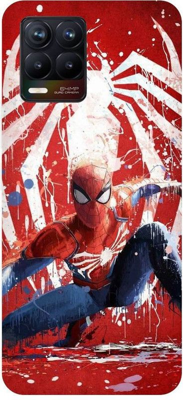 URCHIN Back Cover for Realme 8 Spiderman, Spiderman logo, Marval, superhero  (Multicolor, Shock Proof, Pack of: 1)