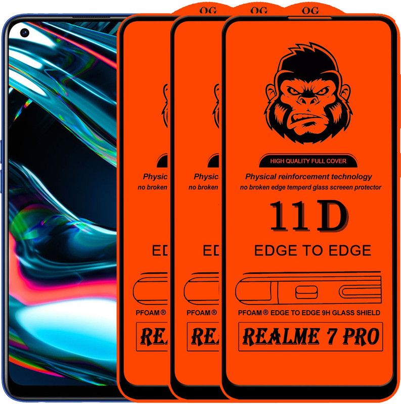 Gorilaorginal Edge To Edge Tempered Glass for ; REALME 7 PRO  (Pack of 3)