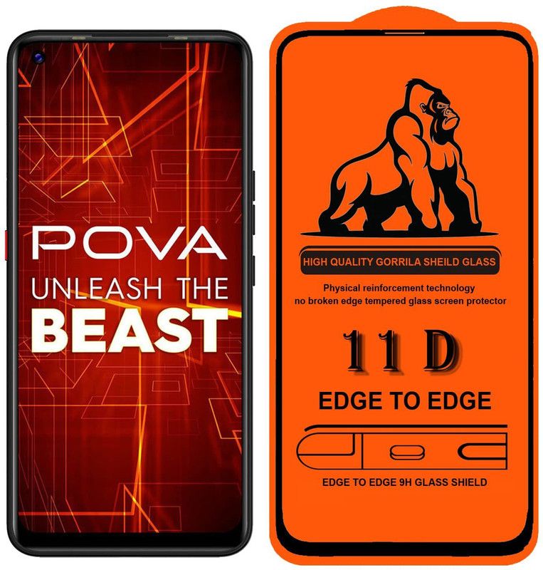 9H Edge To Edge Tempered Glass for Tecno Pova -Premium_11D  (Pack of 1)