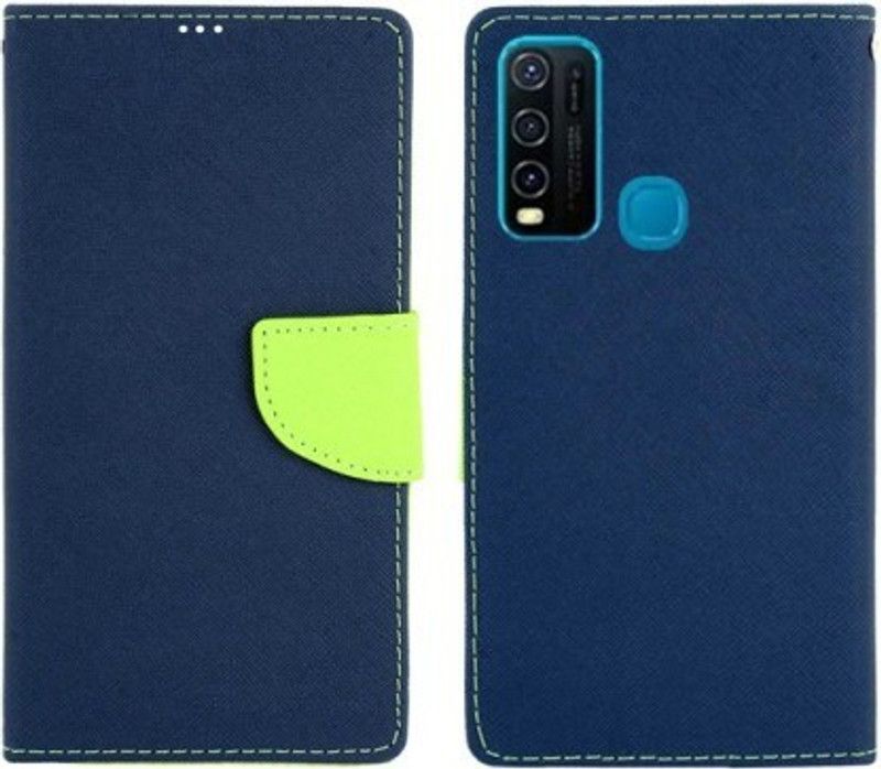 Aarnov Flip Cover for Vivo Y30  (Blue, Dual Protection)