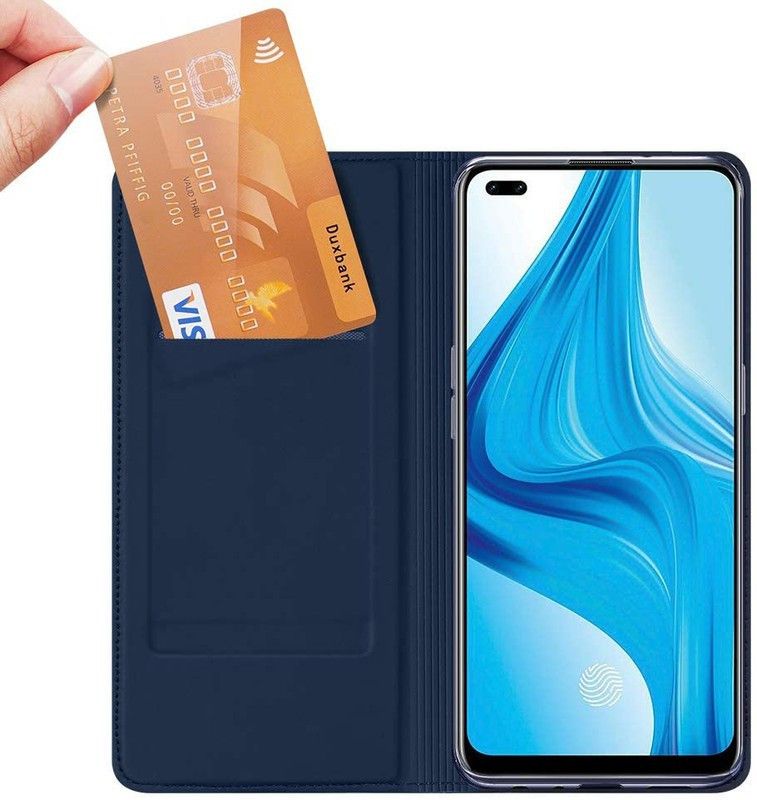 Elica Wallet Case Cover for Oppo F17 Pro  (Blue, Shock Proof, Pack of: 1)