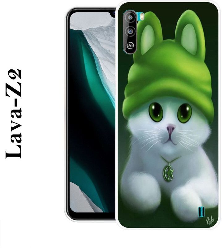 SIMAWAT Back Cover for Lava Z2  (Green, White, Silicon)