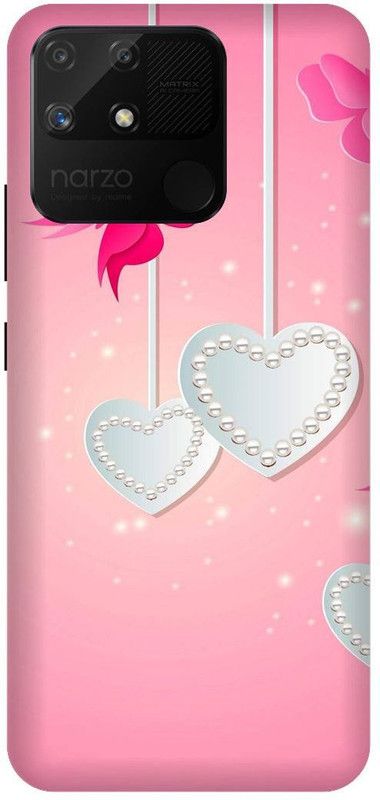 UMPRINT Back Cover for Realme Narzo 50A,RMX3430 Pink, Heart, Love Printed Back Cover  (Multicolor, Shock Proof, Pack of: 1)