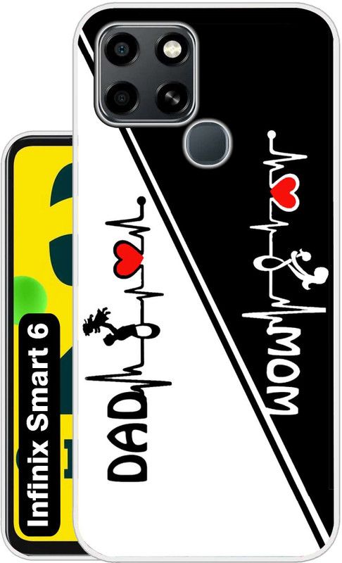 Case Club Back Cover for Infinix Smart 6  (Black, White, Grip Case, Silicon, Pack of: 1)