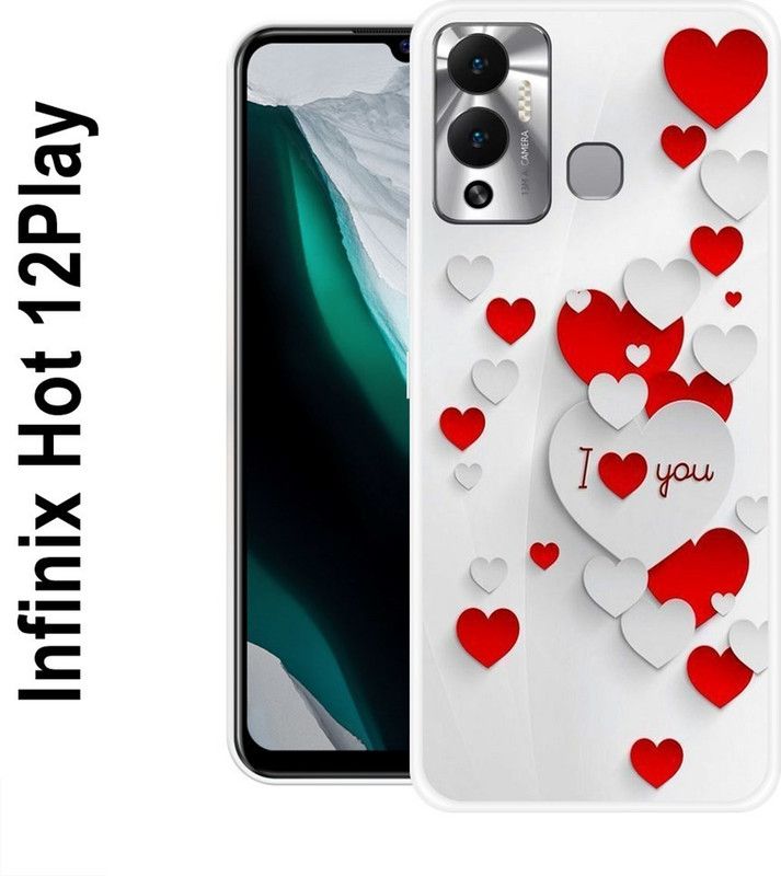 Pinkcity International Back Cover for Infinix Hot 12 Play  (White, Red, Silicon, Pack of: 1)