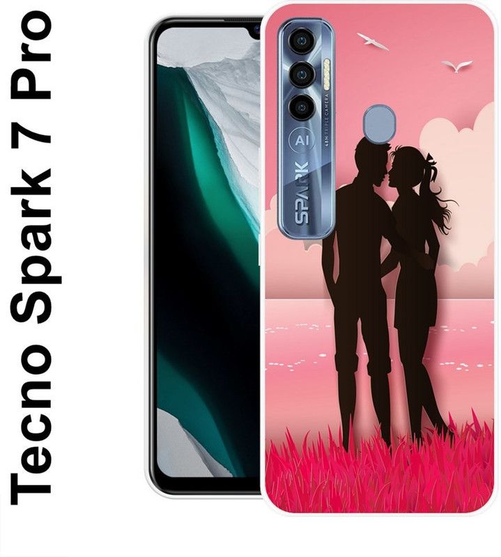 SUPER CASE Back Cover for Tecno Spark 7 Pro  (Pink, Black, Silicon)