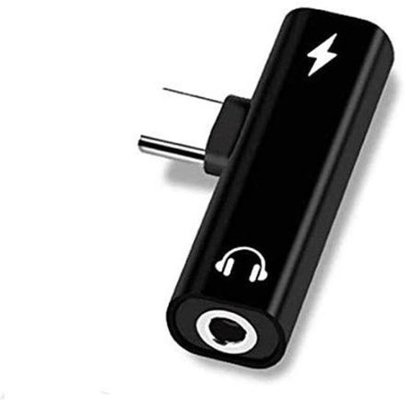 Wonder World Dense Black IX-POP-635-T_Jack Adapter 2in1 Type-C to 3.5mm Audio Jack Fast Music Headphone Splitter Adapter and Charging Cable Converter Phone Converter  (Android with Type-C Compatibility)