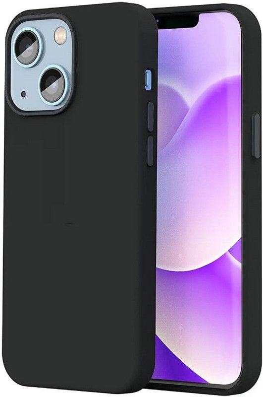 S-Softline Back Cover for Apple iphone 14, inner Soft Microfiber Cloth Cushion Lining Flexible Rubberised Case  (Black, Silicon)
