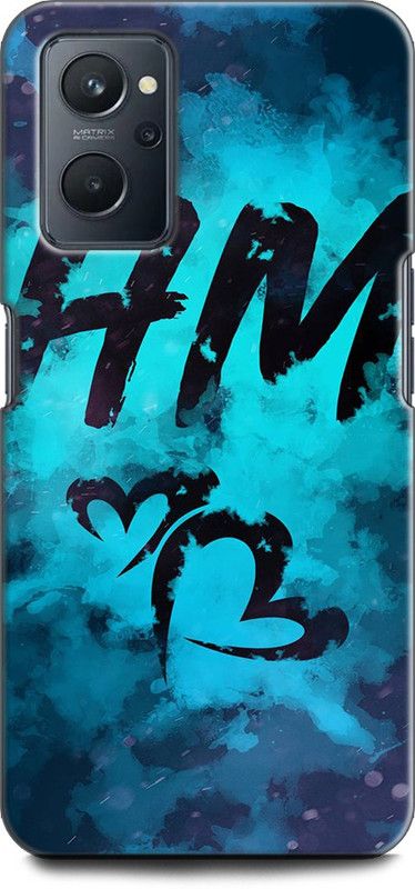 KEYCENT Back Cover for Realme 9i, RMX3491 HM, LOVE, HEART, BLUE, HM ALPHABETS, ABSTRACT ART  (Multicolor, Shock Proof, Pack of: 1)