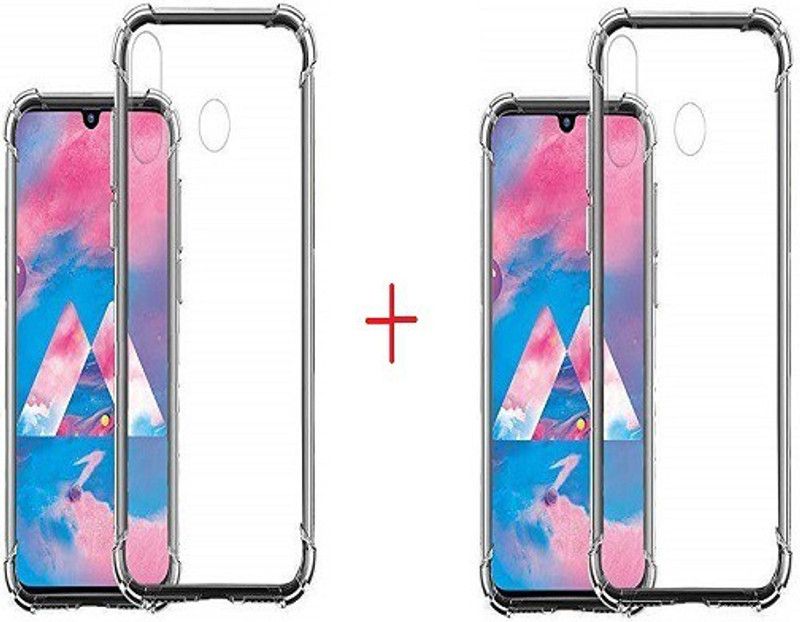 NIMMIKA ENTERPRISES Bumper Case for samsung galaxy m30 bumper back cover  (Transparent, Shock Proof, Silicon, Pack of: 2)
