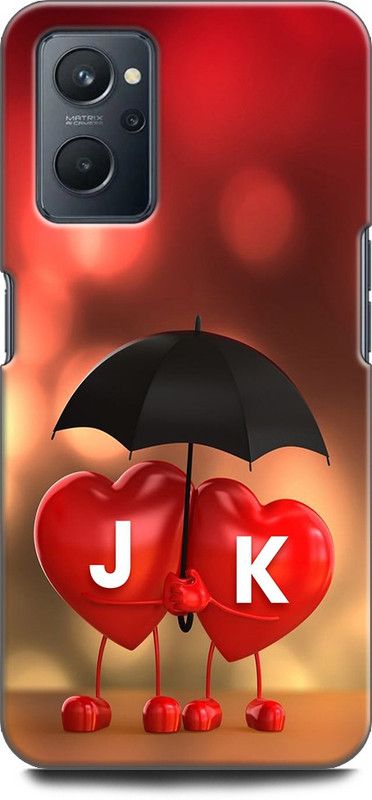 KEYCENT Back Cover for Realme 9i, RMX3491 J K, J LOVES K, NAME, ALPHABET, JK LOVE, HART, BLUE  (Multicolor, Shock Proof, Pack of: 1)